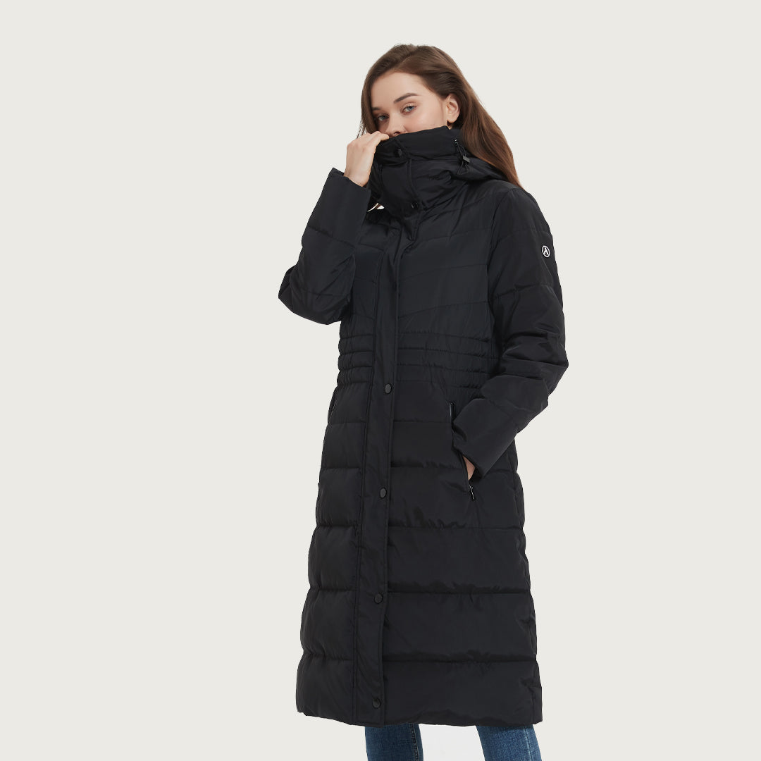 Durable Winter Jacket: IKAZZ Long Puffer Coat Womens
