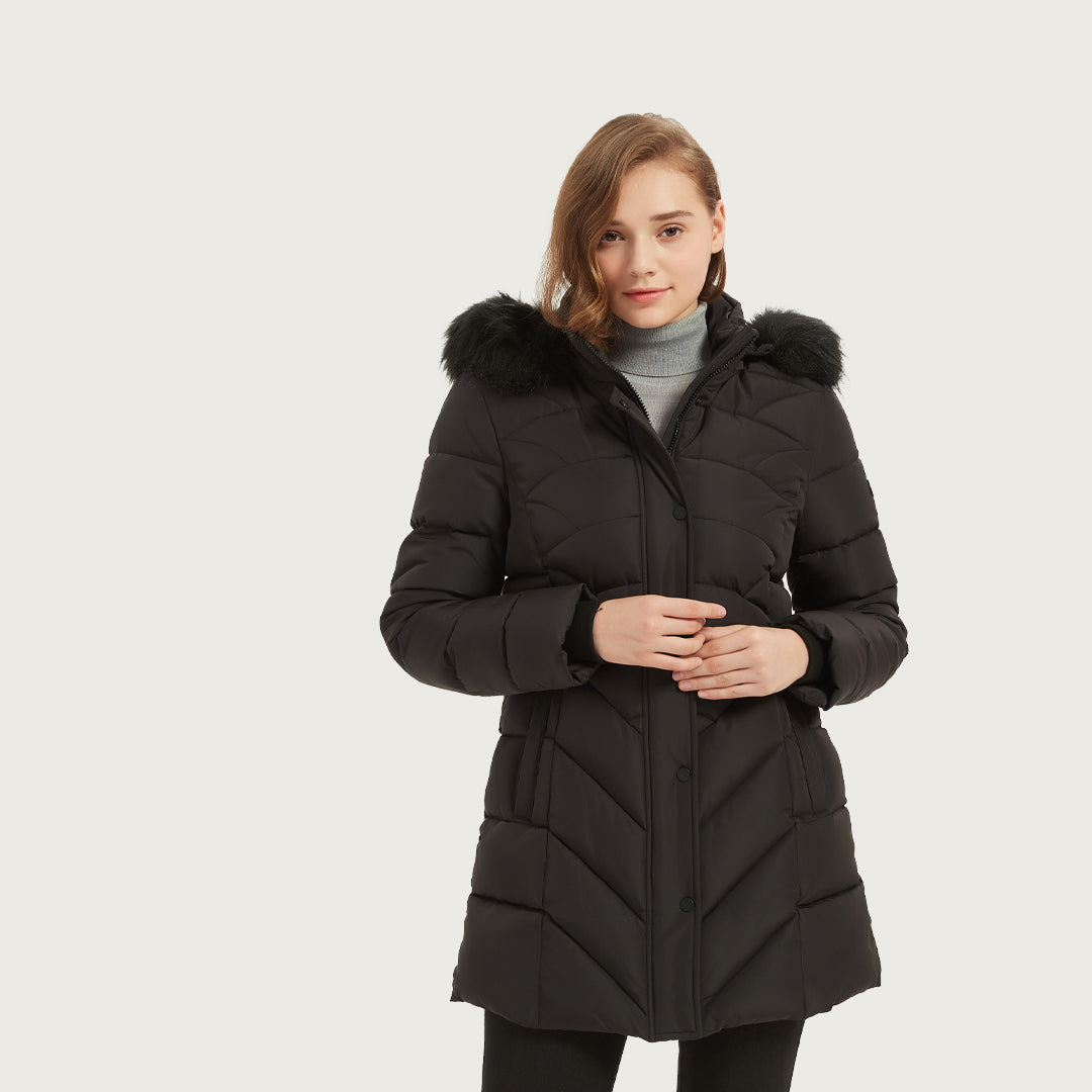 Stay Warm and Cozy with IKAZZ's Women's Black Puffer Jacket