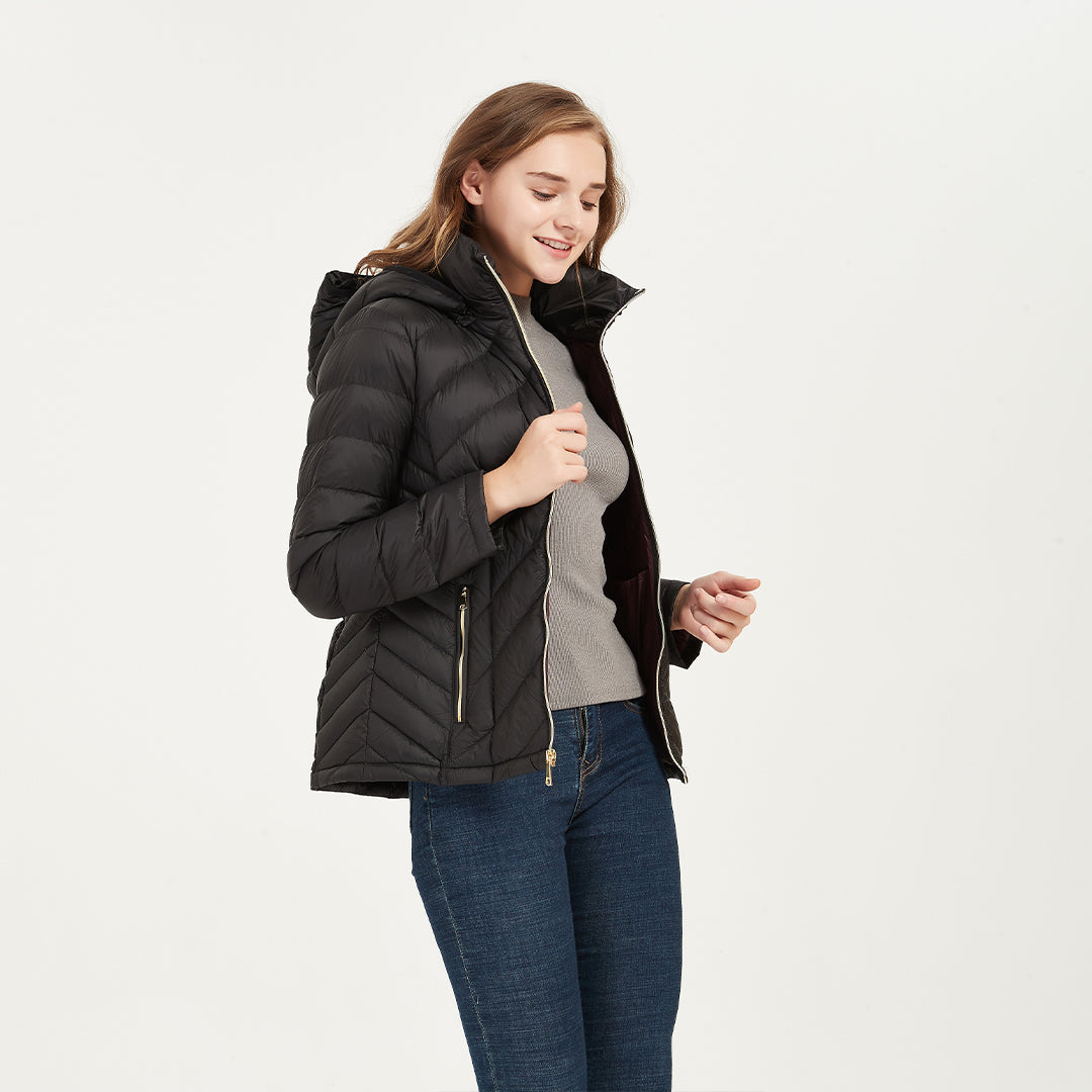 Elevate Your Winter Style with the IKAZZ Women's Packable Lightweight Black Puffer Jacket