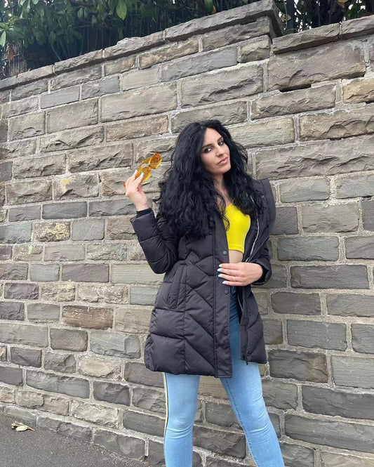 Puffer jacket with fur hood