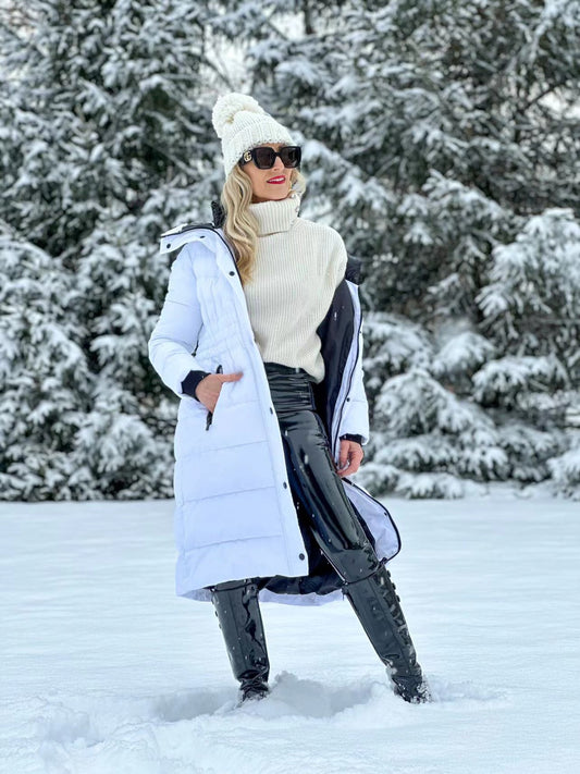 Black puffer jacket with hood