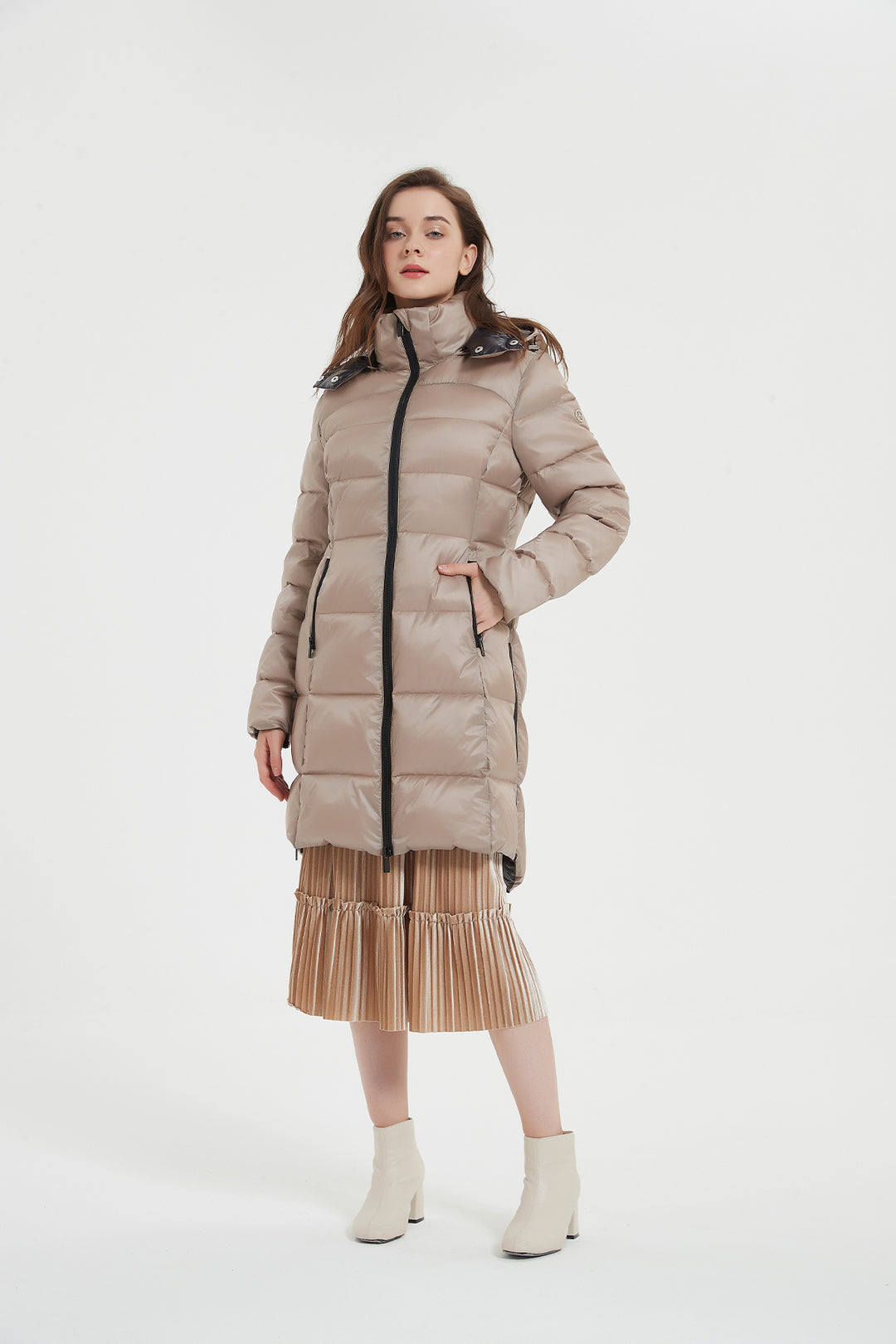 Shiny Lightweight Winter Jacket with hood