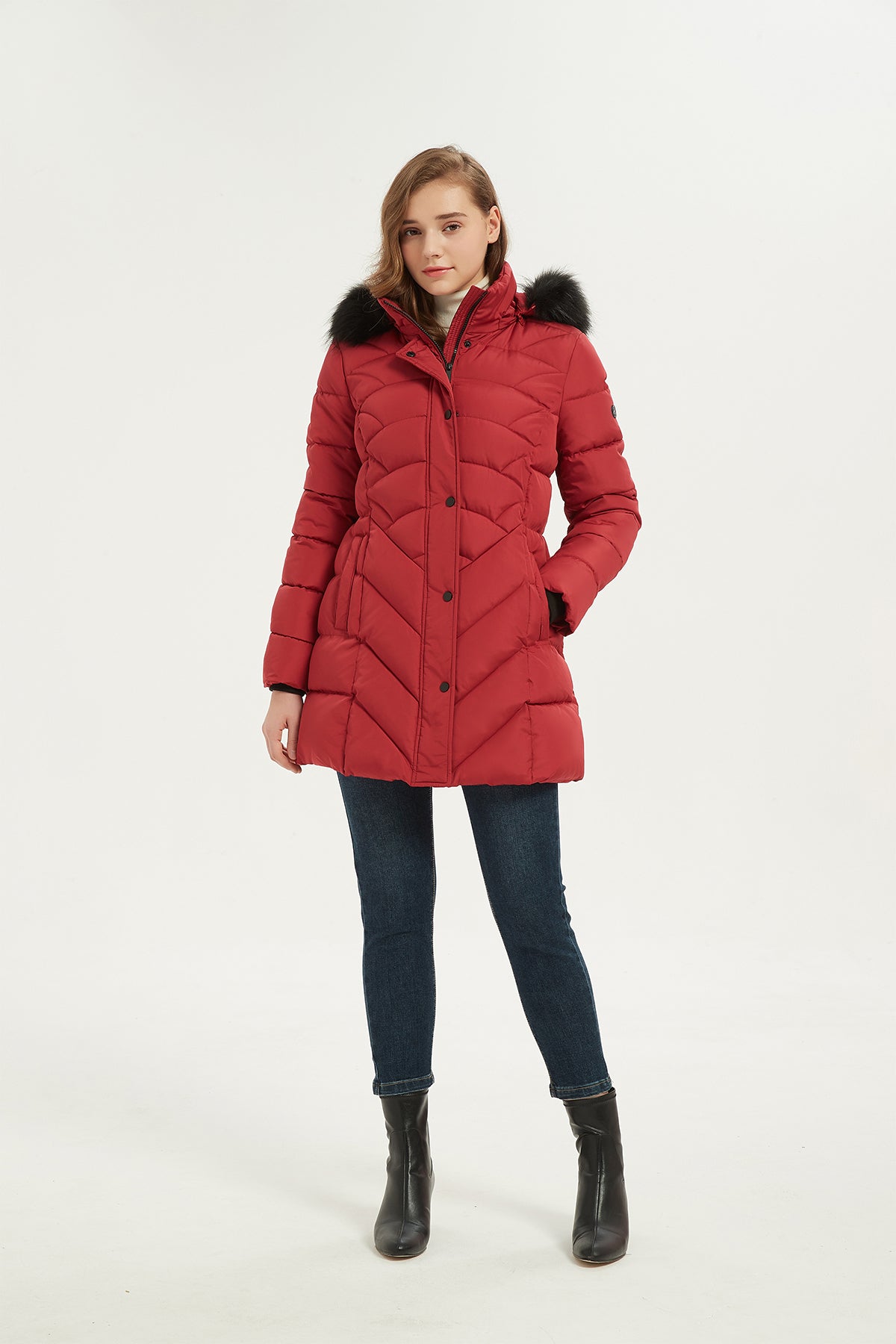 YHIWU Winter Jacket for Women Quilted Jacket with Fur Hood Puffer Jacket  Faux Fur Lining Slim Long Lightweight Winter Coat : : Clothing,  Shoes & Accessories