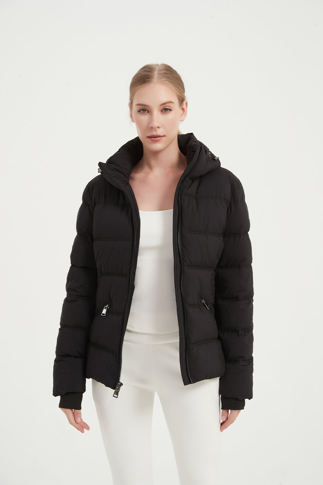 Casual Cropped Puffer Jacket with Hood