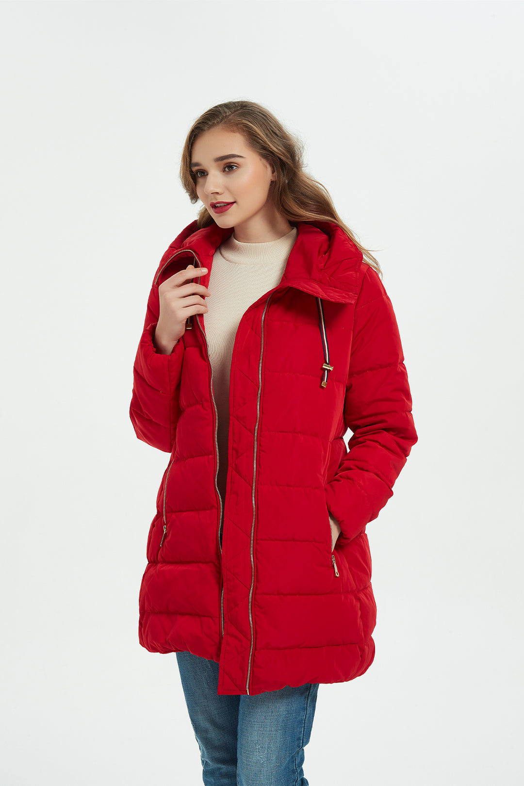 Cinch Waist Puffer Jacket & Coat with hood