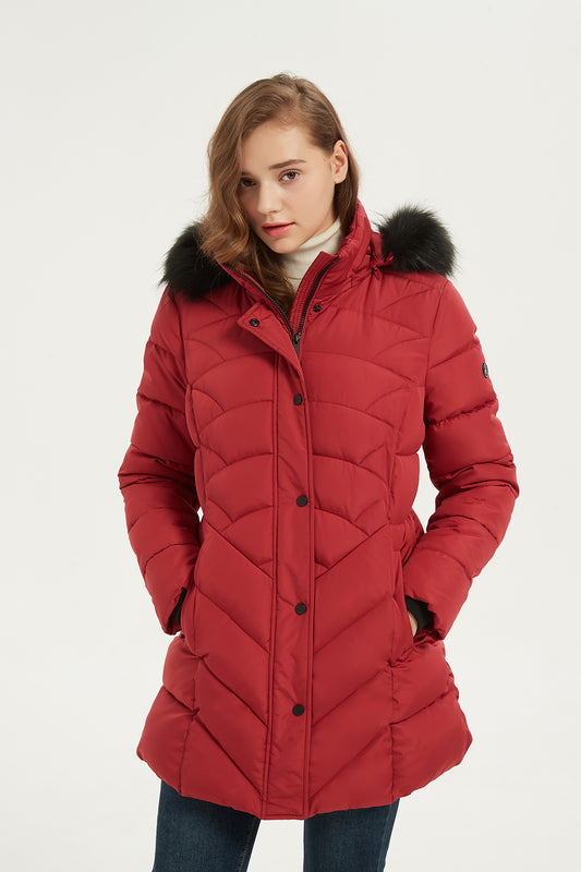 Quilted Puffer Coat & Jacket with faux fur hood