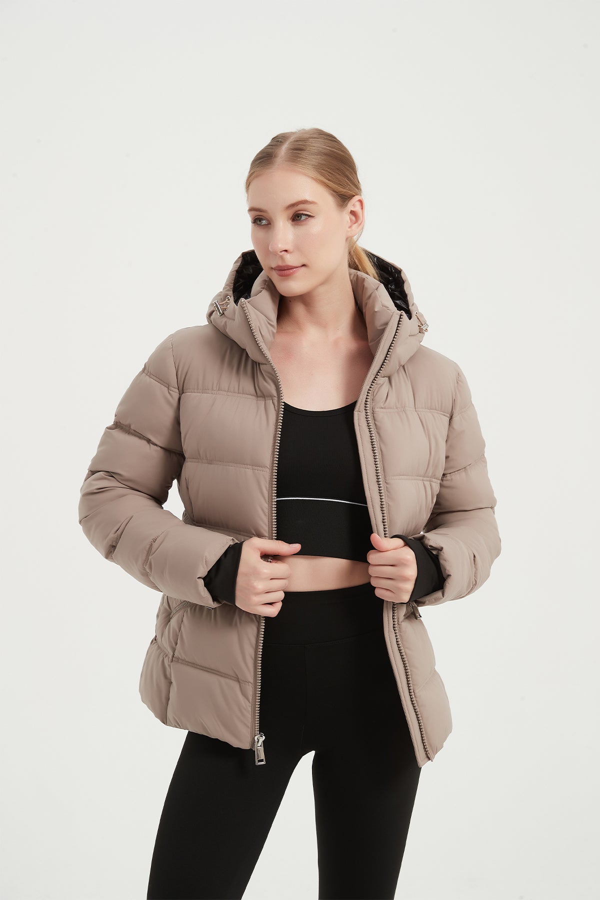 Casual Cropped Puffer Jacket with Hood