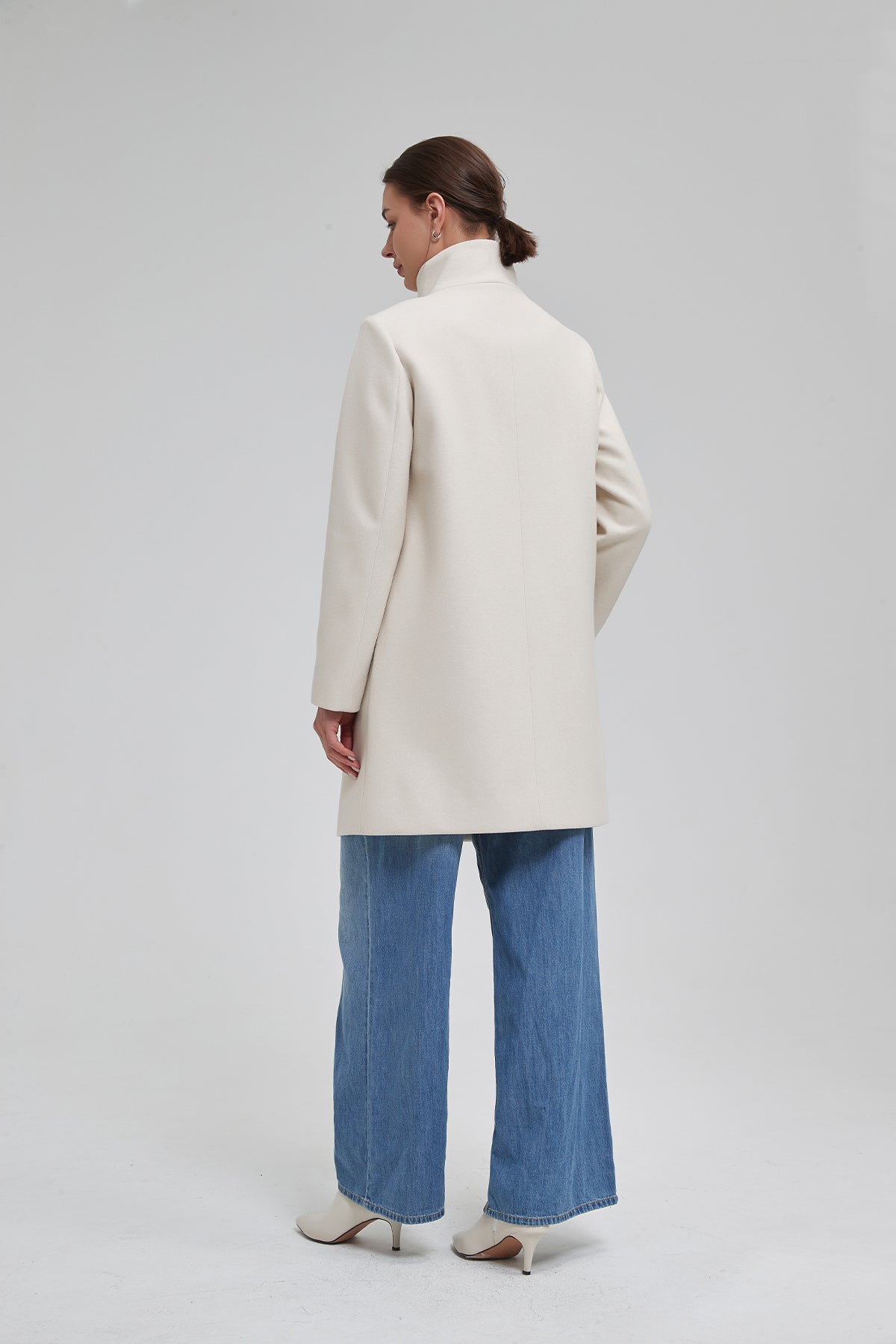 Funnel Neck Cocoon Vegan Wool Coat