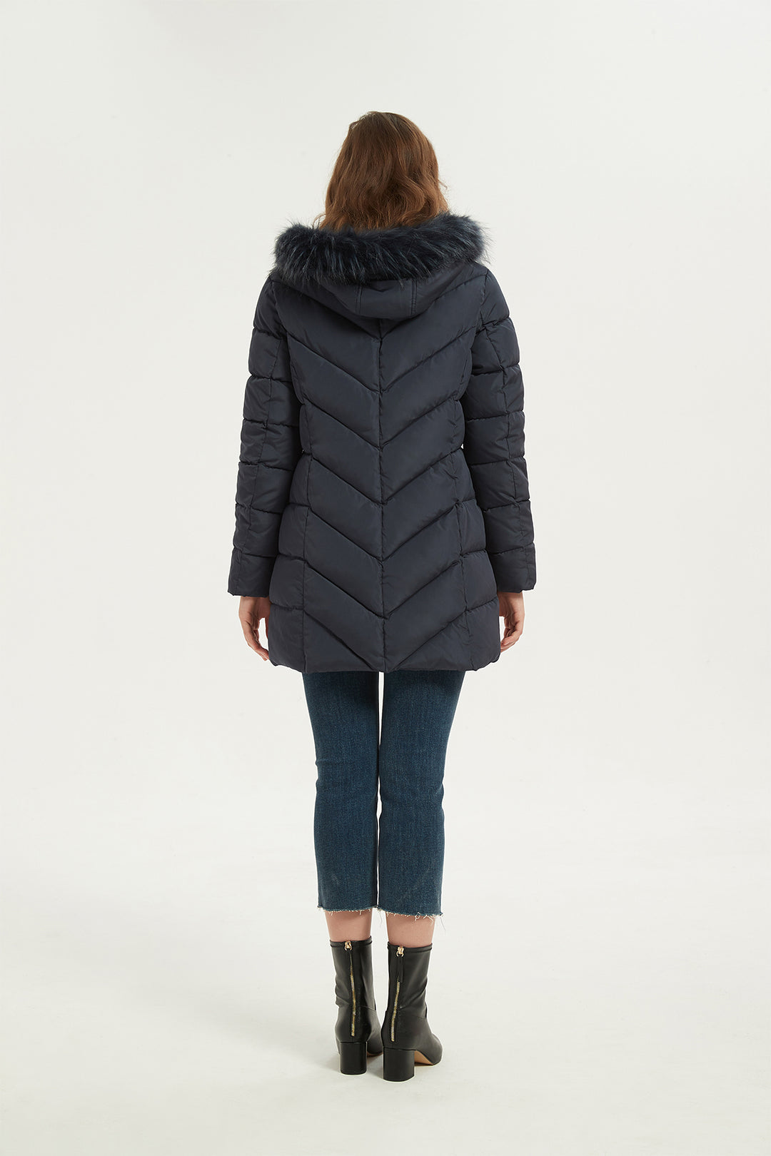 Quilted Puffer Coat & Jacket with faux fur hood