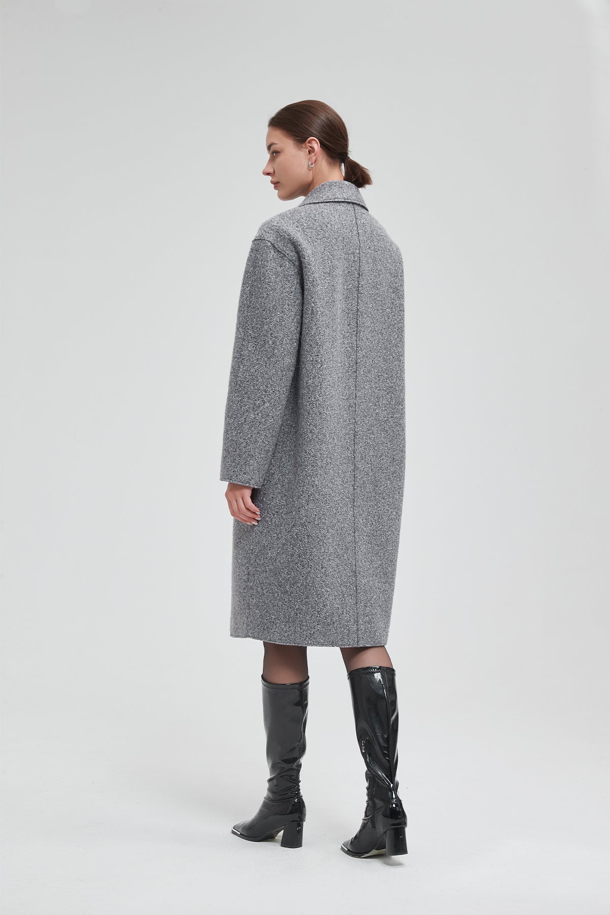 Classic Notch Lapel Long Vegan Wool Coat