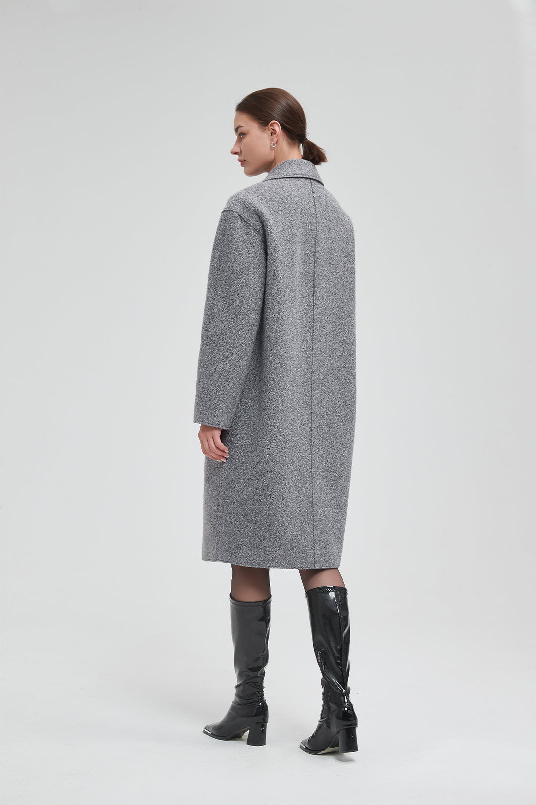 Classic Notch Lapel Long Vegan Wool Coat