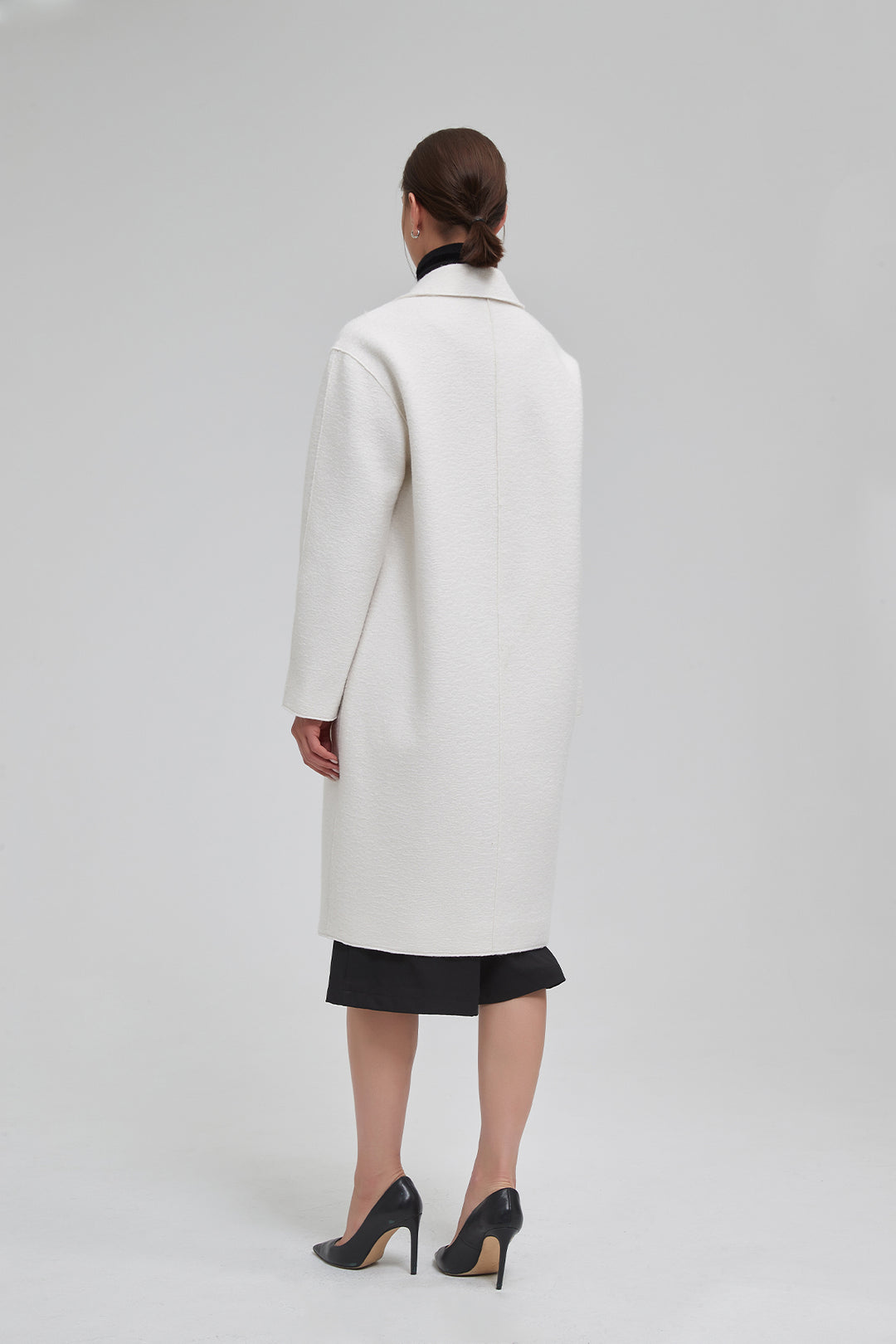 Classic Notch Lapel Long Vegan Wool Coat