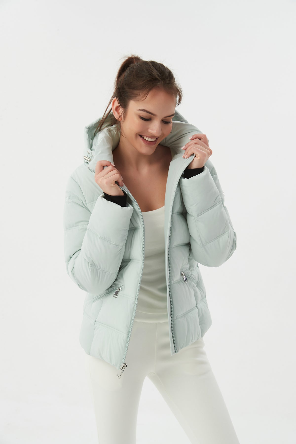 Casual Cropped Puffer Jacket with Hood