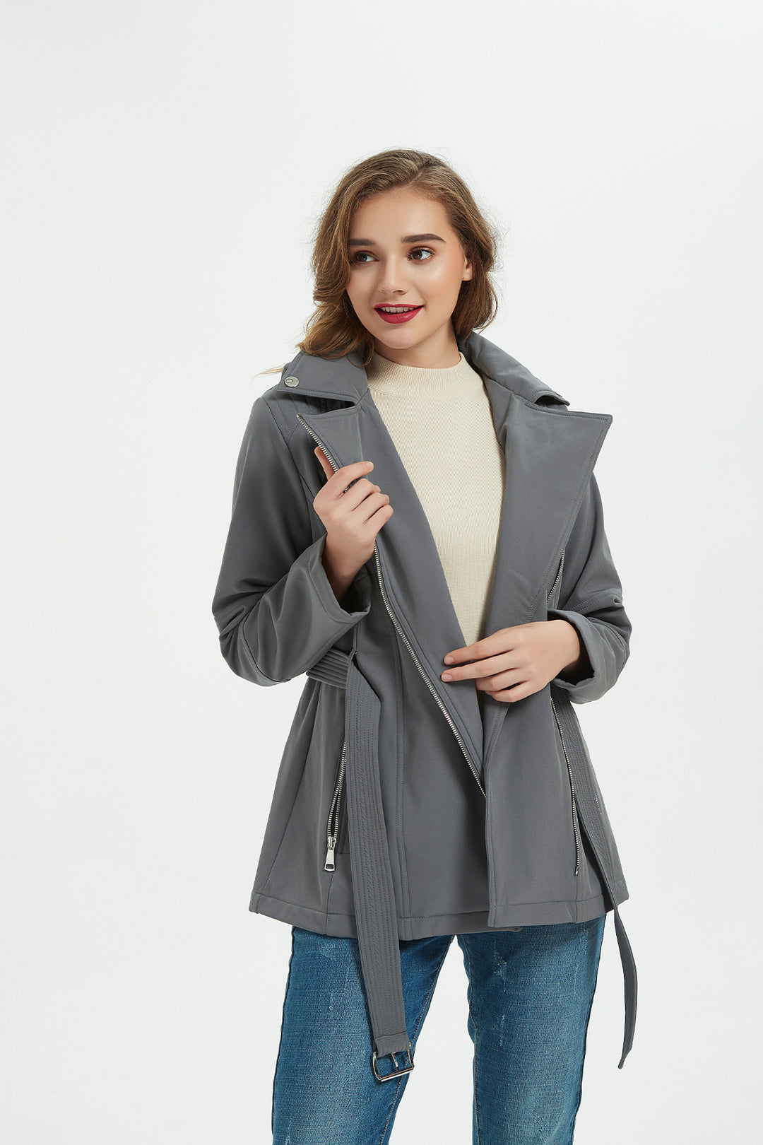 womens belted coat