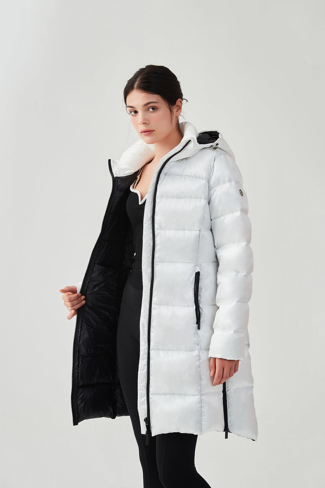 Shiny Lightweight Winter Jacket with hood