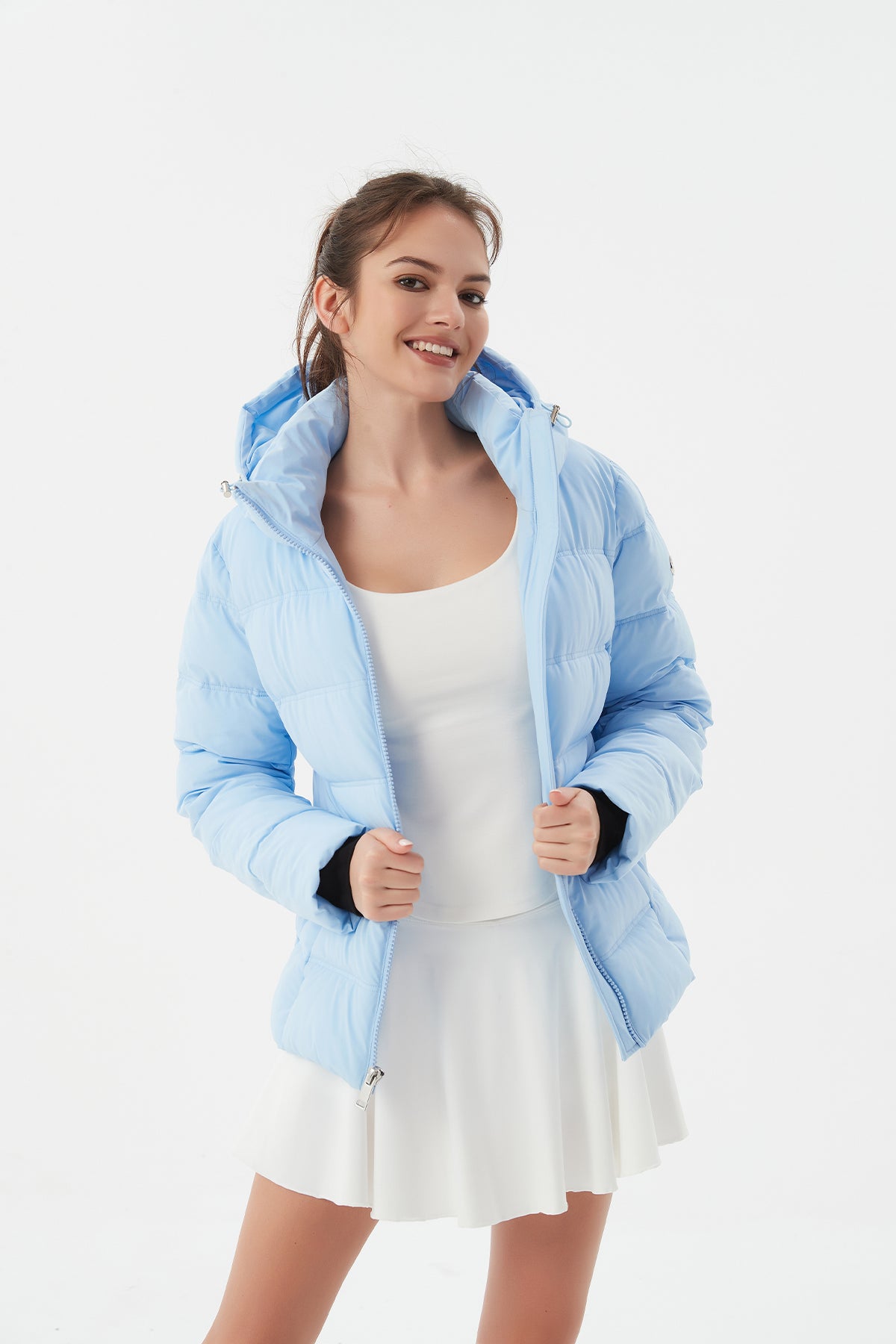 Casual Cropped Puffer Jacket with Hood