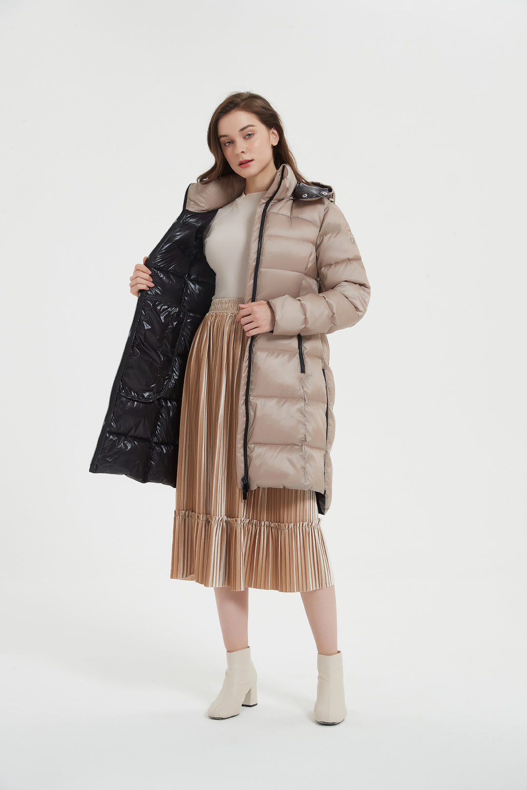 Shiny Lightweight Winter Jacket with hood
