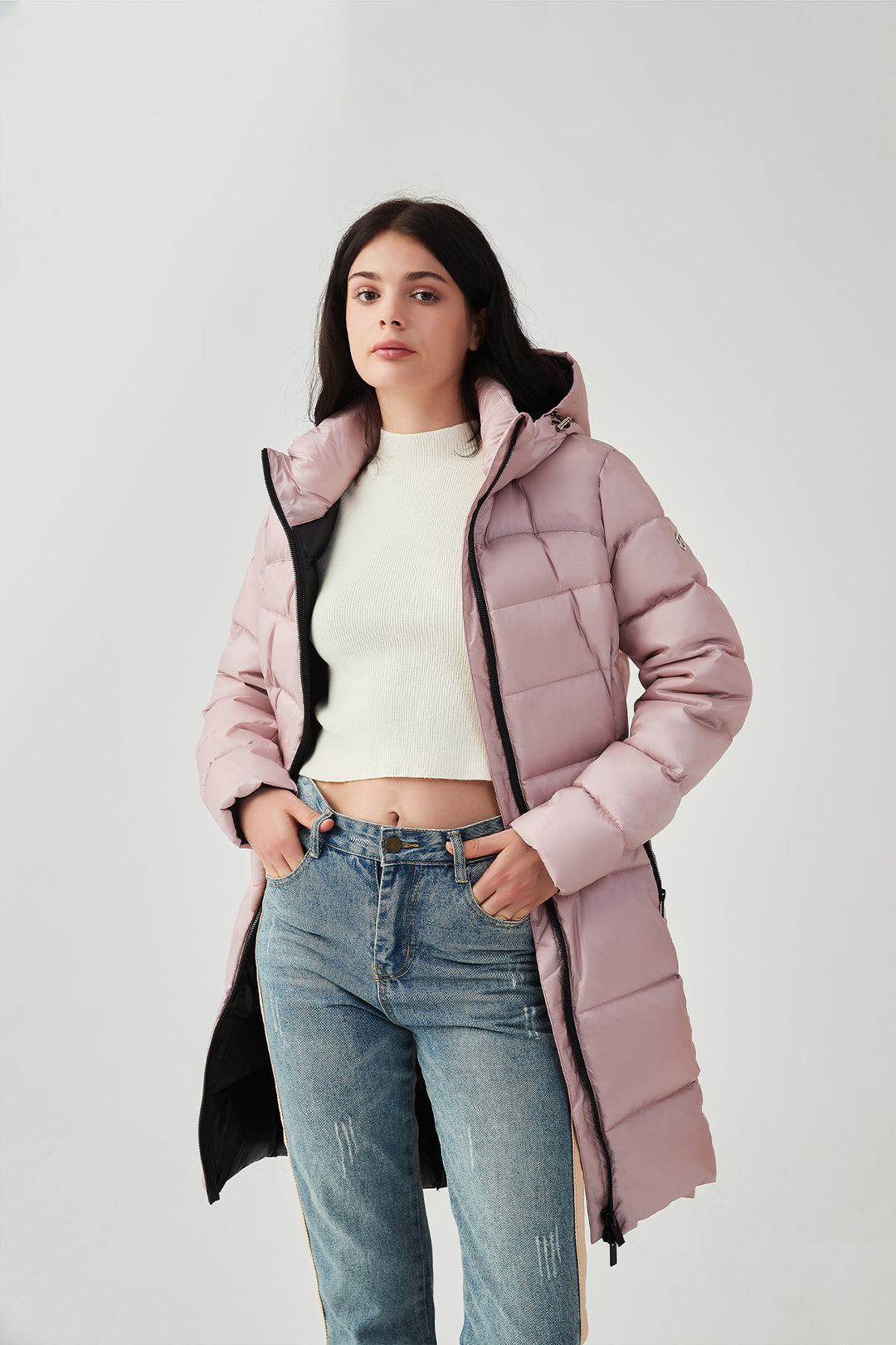 Shiny Lightweight Winter Jacket with hood