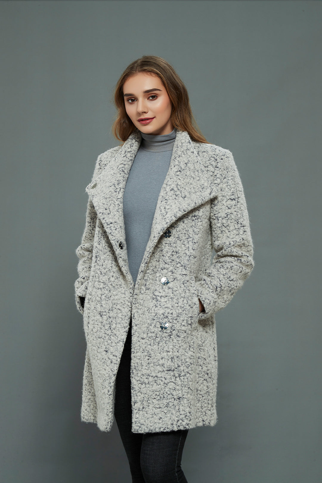 Asymmetrical Mid-Length Wool Coat & Jacket
