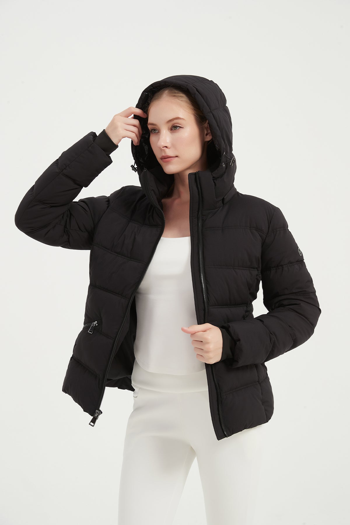 Casual Cropped Puffer Jacket with Hood