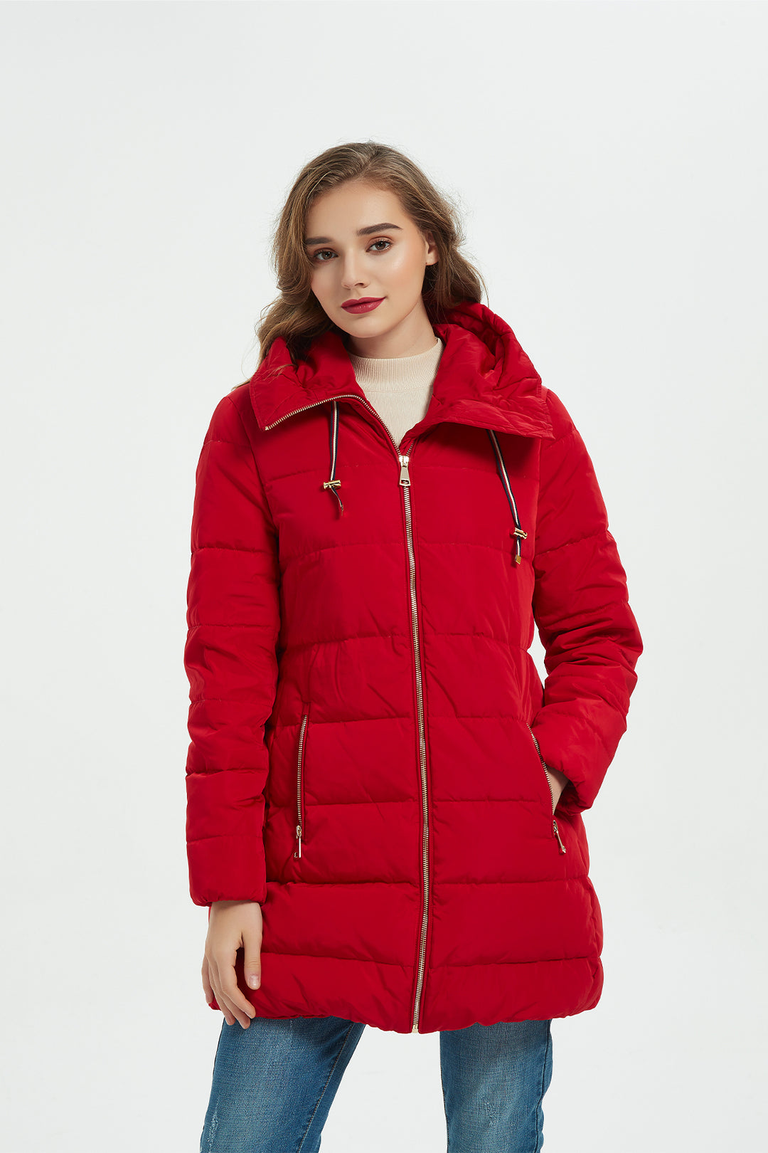 Cinch Waist Puffer Jacket & Coat with hood