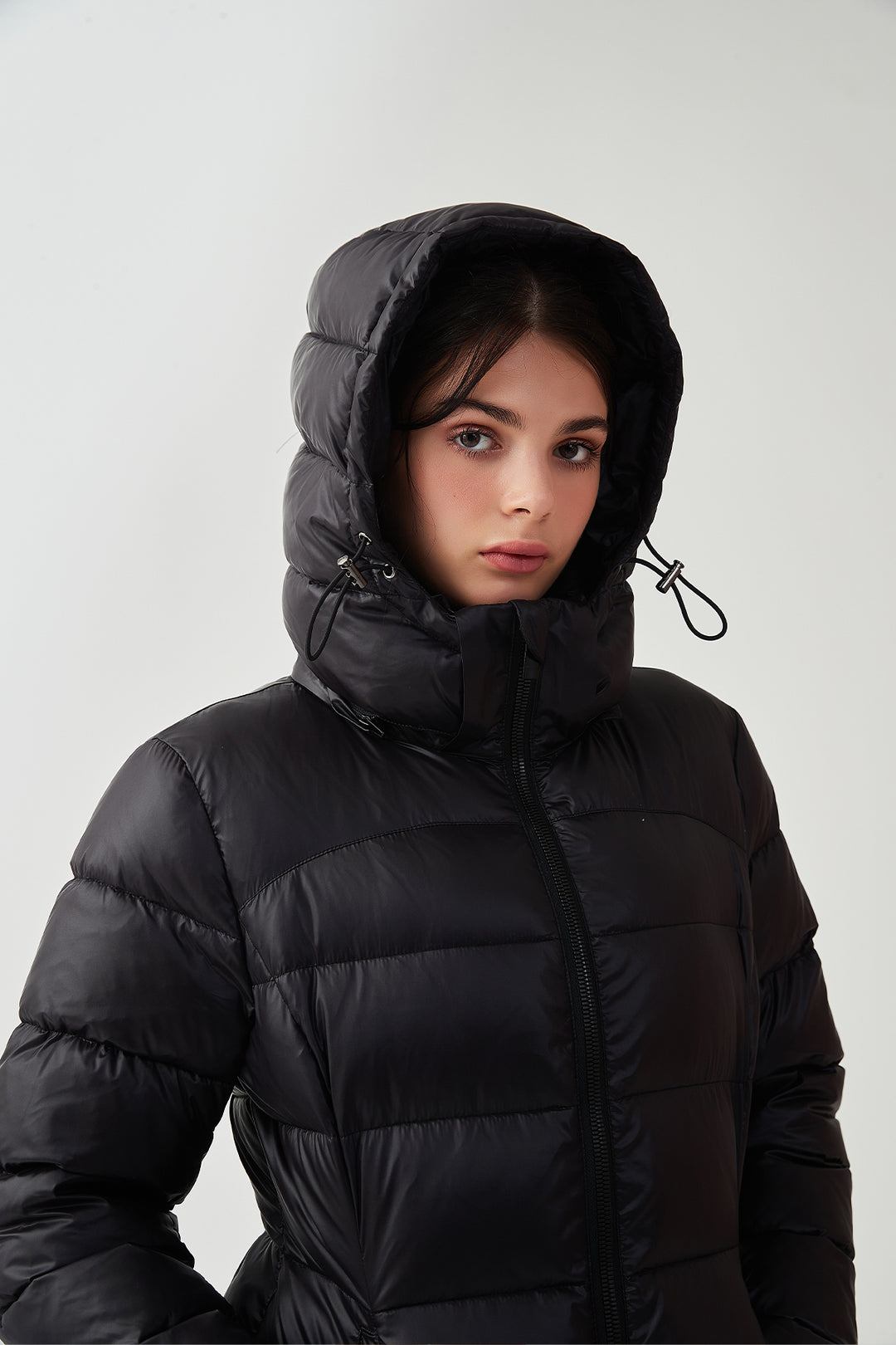 Shiny Lightweight Winter Jacket with hood