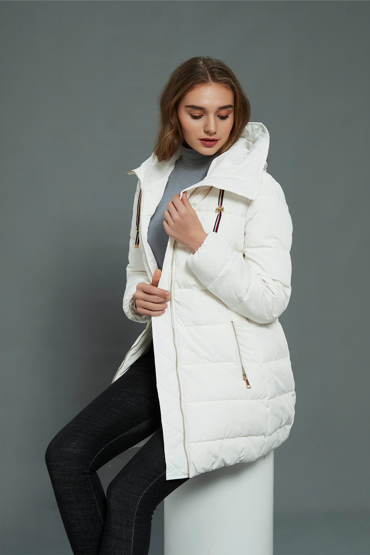 Cinch Waist Puffer Jacket & Coat with hood