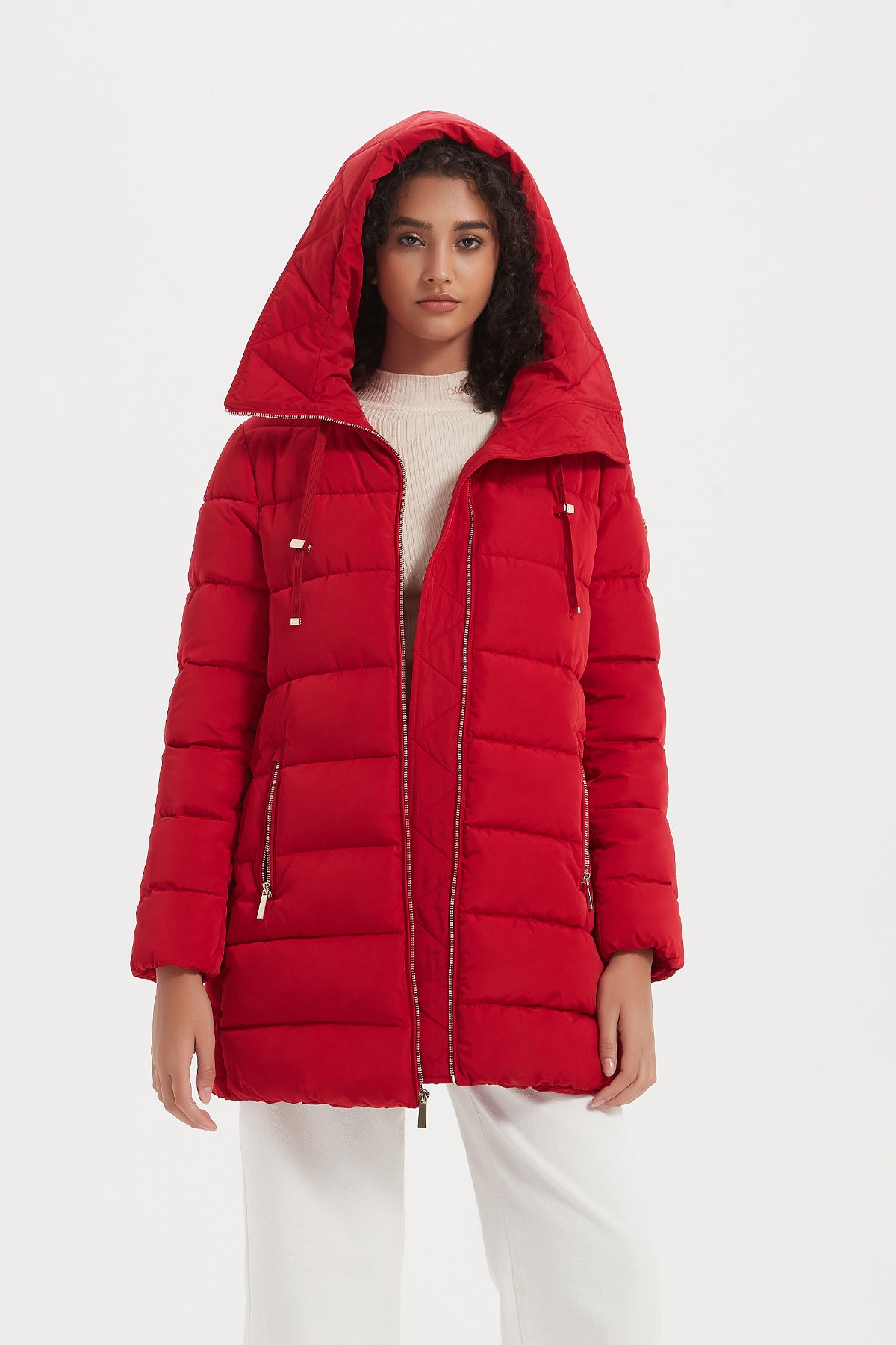Cinch Waist Puffer Jacket & Coat with hood