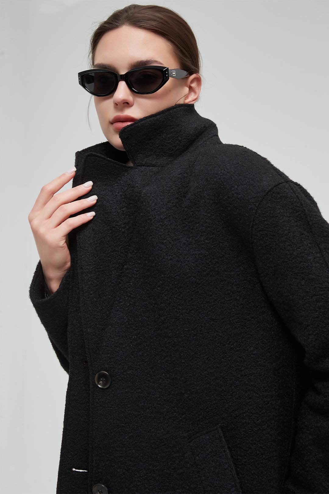 Classic Notch Lapel Long Vegan Wool Coat