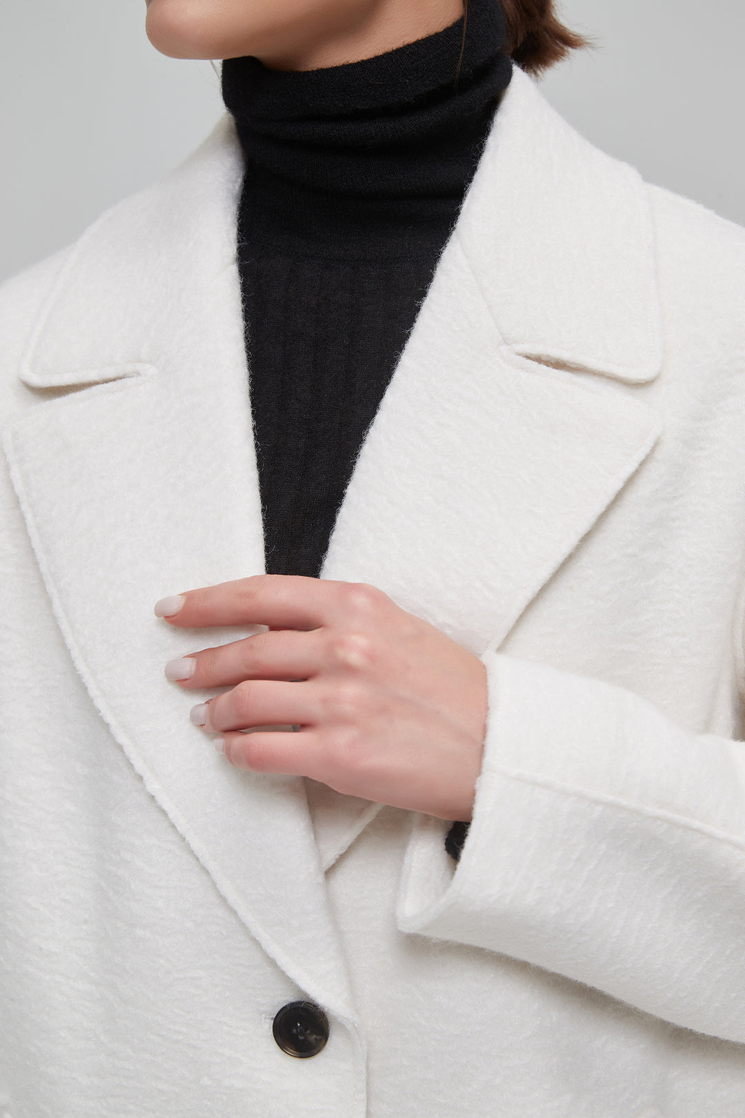 Classic Notch Lapel Long Vegan Wool Coat