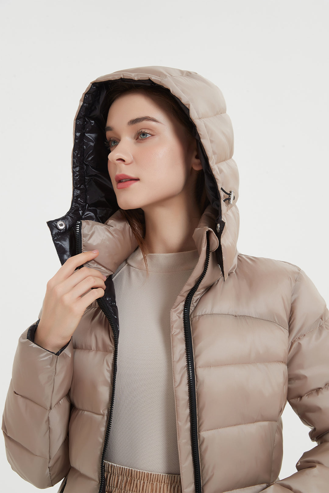 Shiny Lightweight Winter Jacket with hood