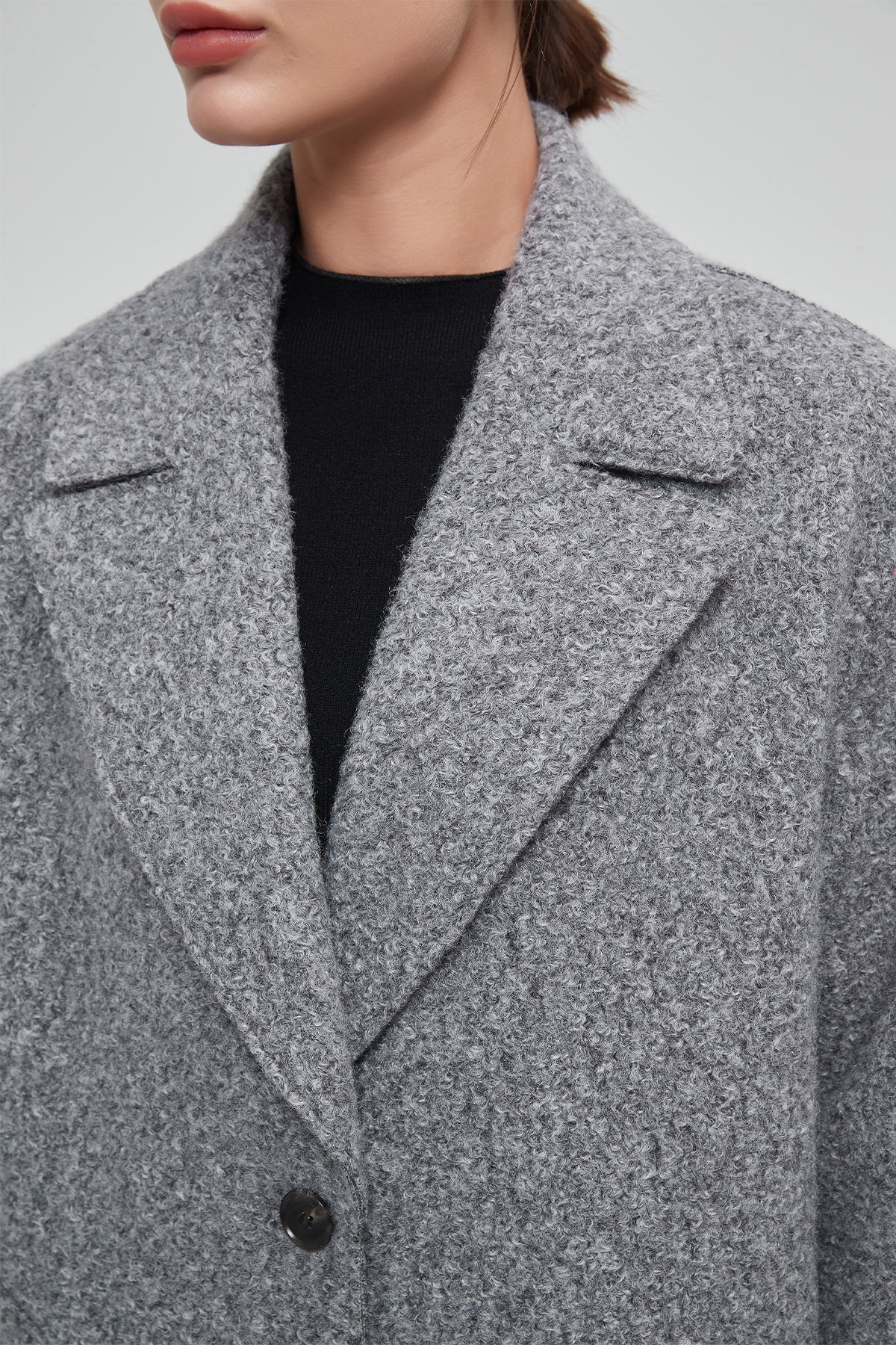 Classic Notch Lapel Long Vegan Wool Coat