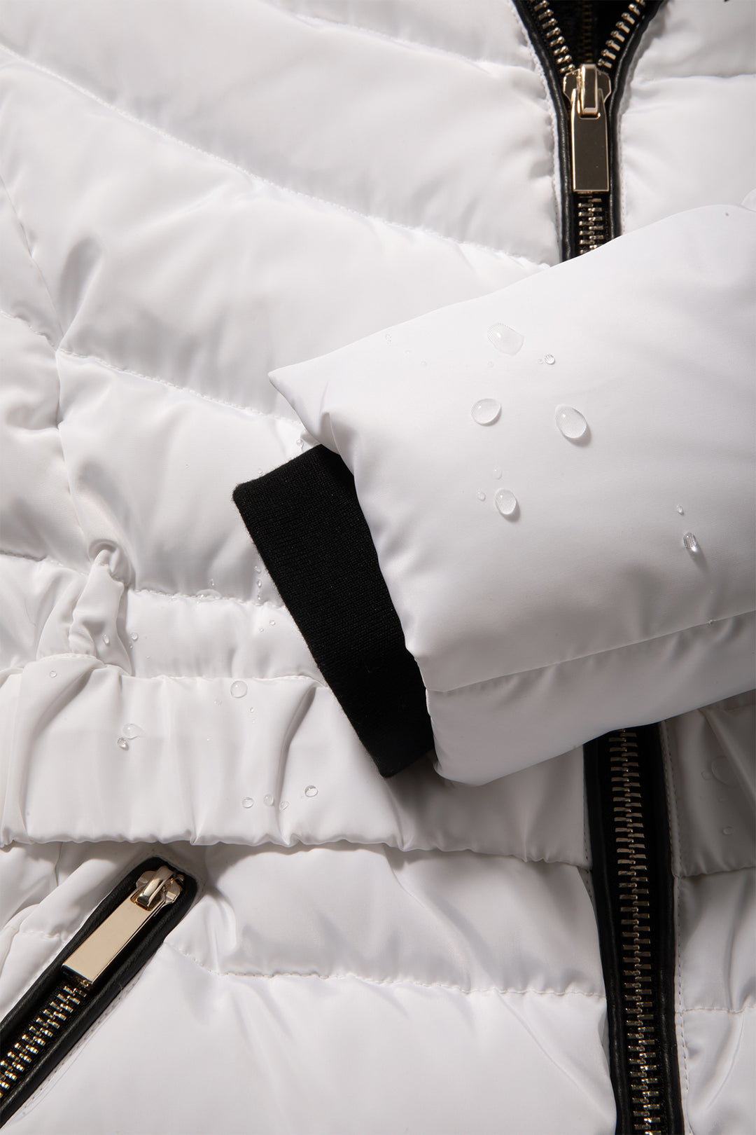 Elastic Waist Short Puffer Jacket with Furry Hood