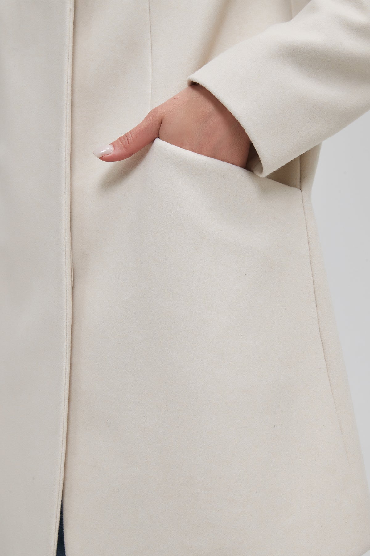 Funnel Neck Cocoon Vegan Wool Coat