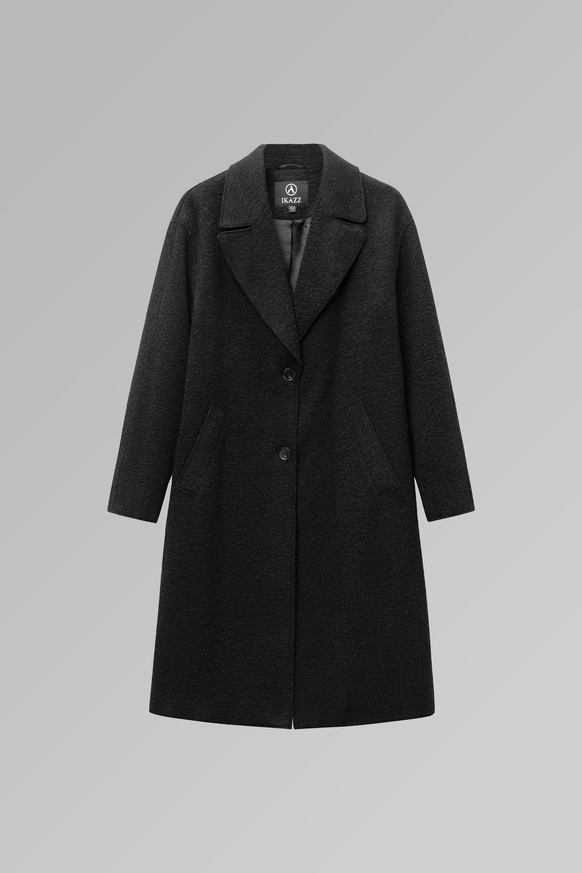 Classic Notch Lapel Long Vegan Wool Coat