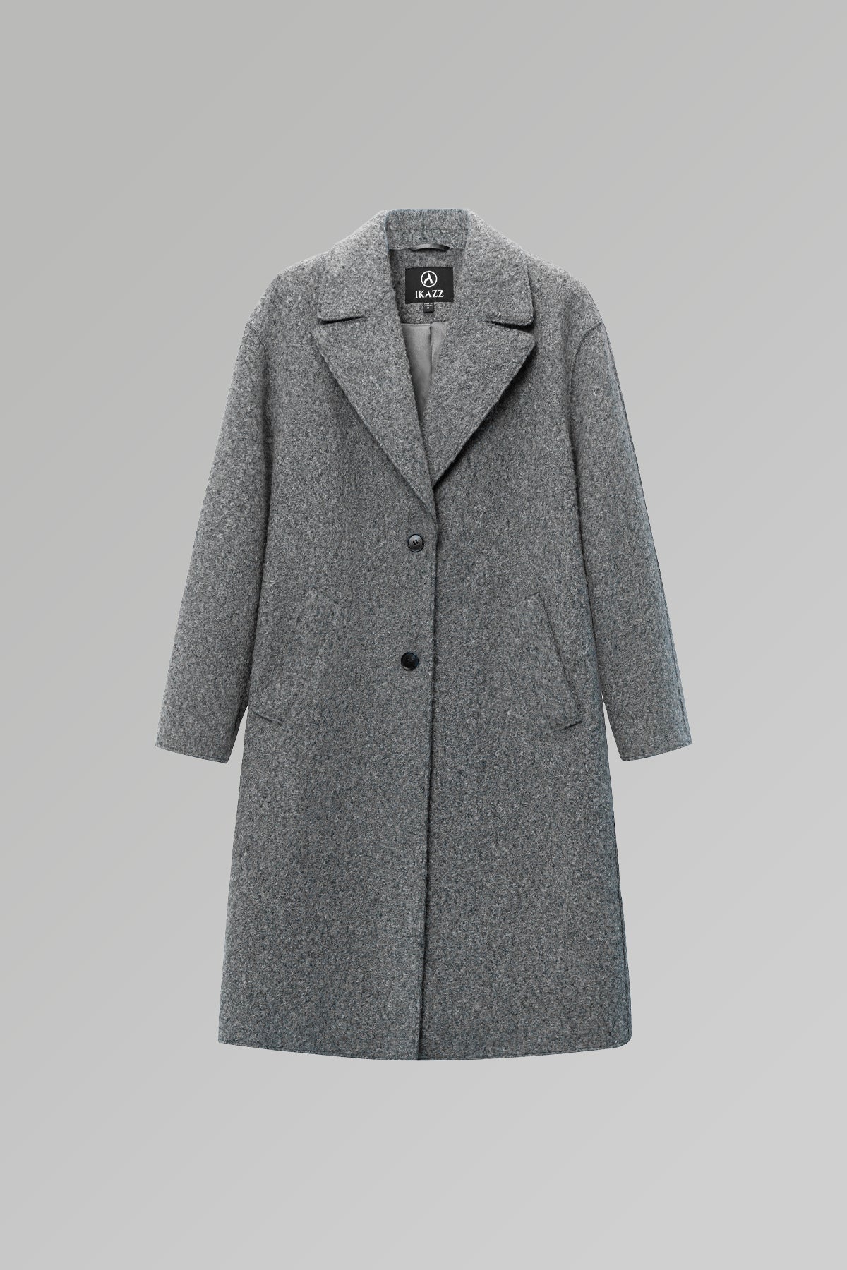 Classic Notch Lapel Long Vegan Wool Coat
