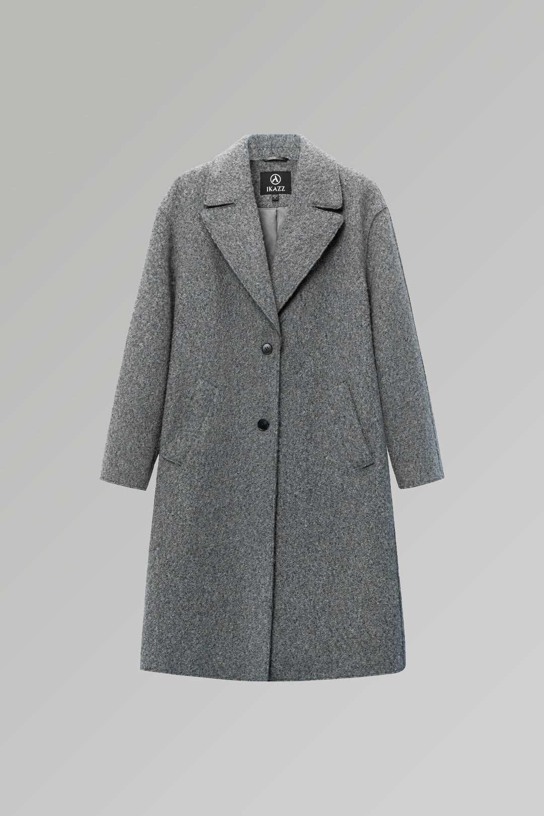 Classic Notch Lapel Long Vegan Wool Coat