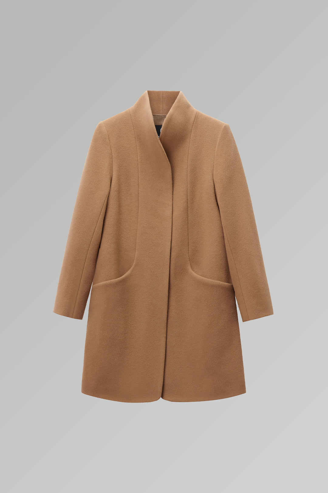 Funnel Neck Cocoon Vegan Wool Coat