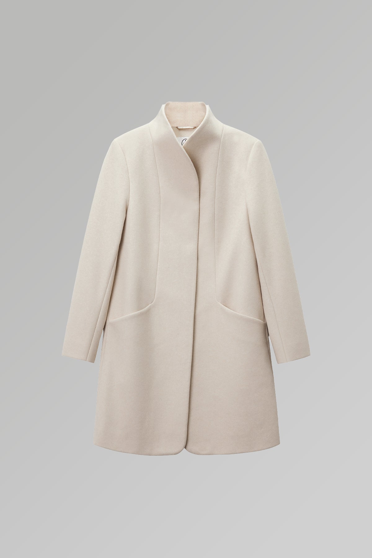 Funnel Neck Cocoon Vegan Wool Coat