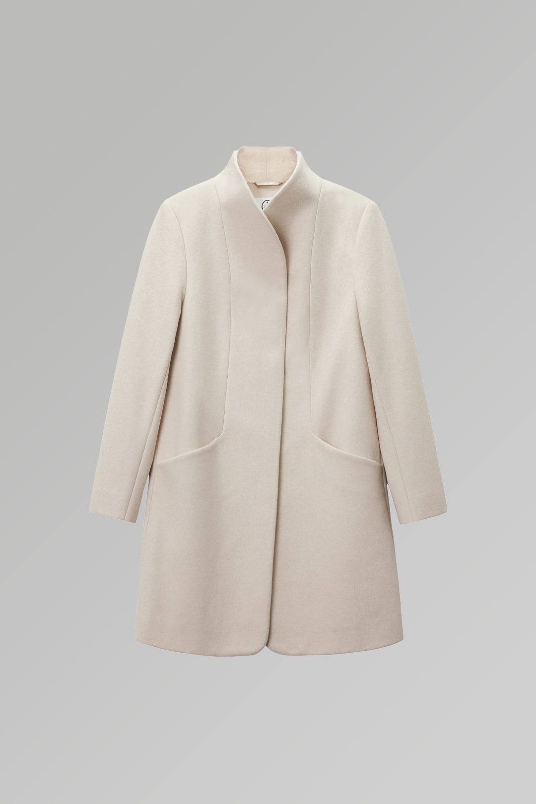 Funnel Neck Cocoon Vegan Wool Coat