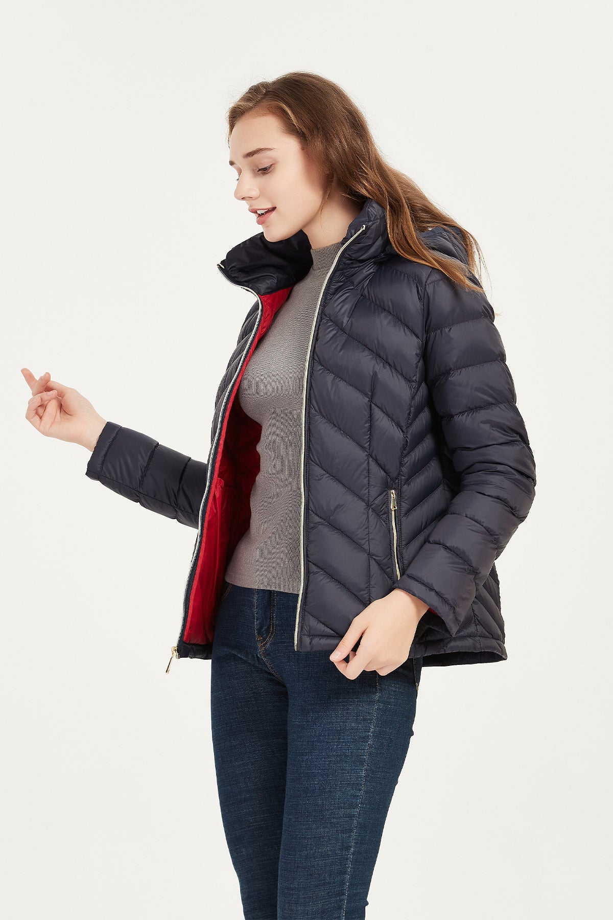 Women's Packable Lightweight quilted Winter Puffer Jacket with hood- IKAZZ