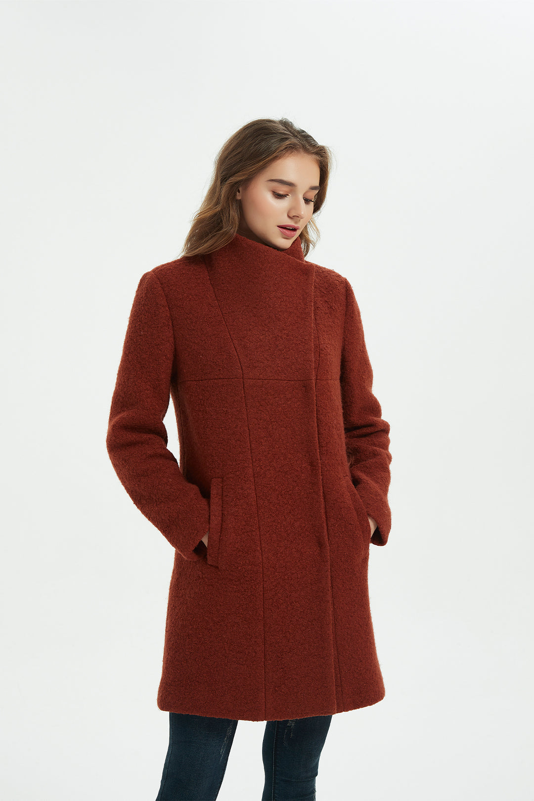 Asymmetrical Mid-Length Wool Coat & Jacket