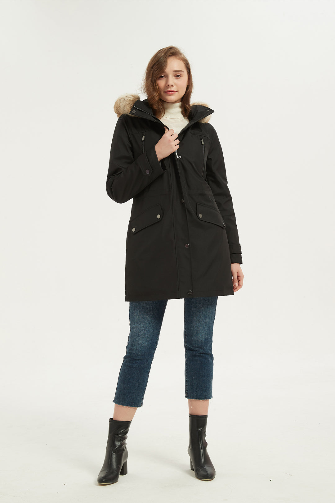 womens parka with fur hood