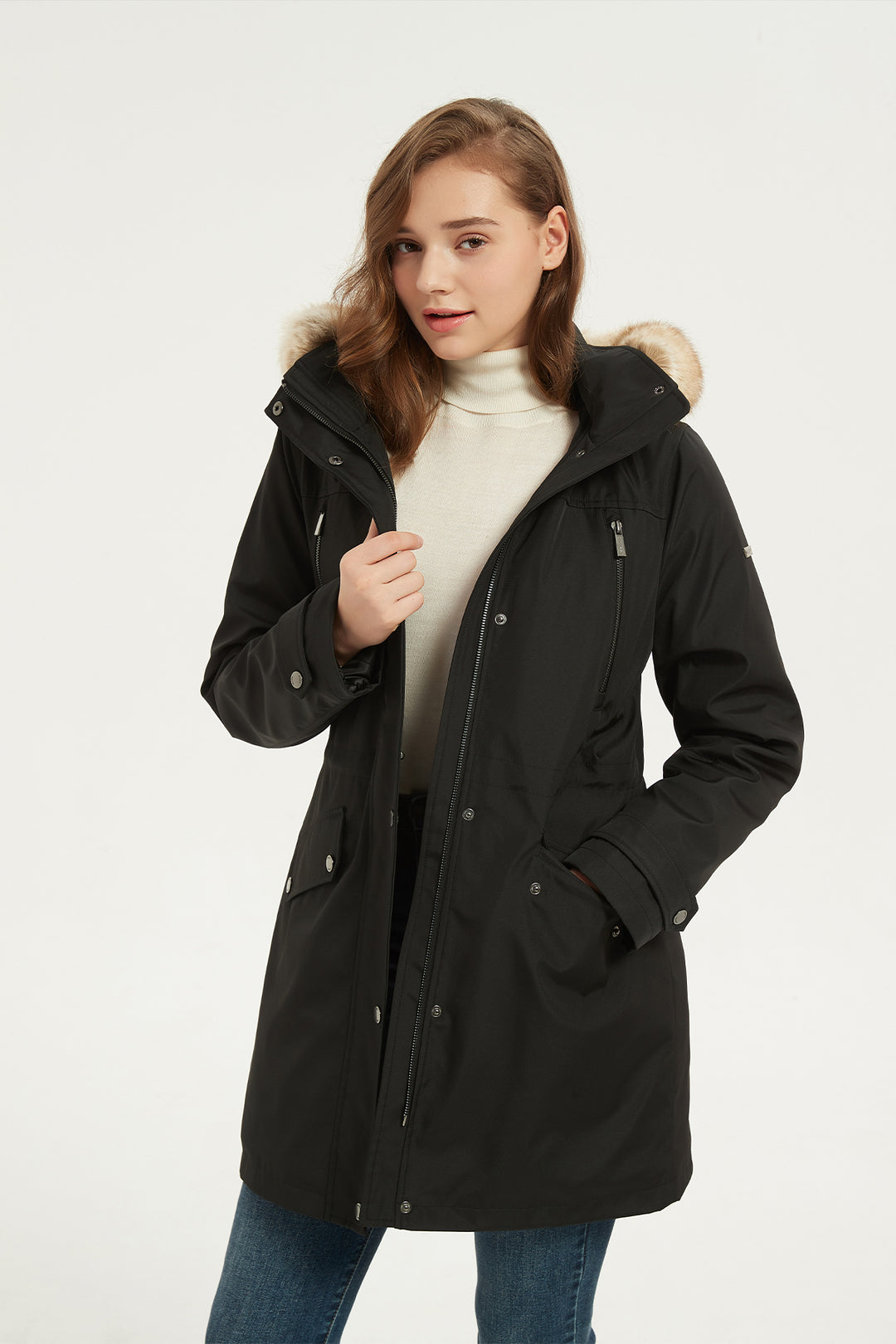 womens parka with fur hood