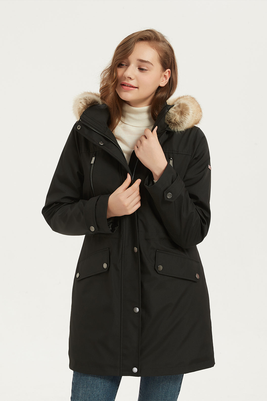 womens parka with fur hood