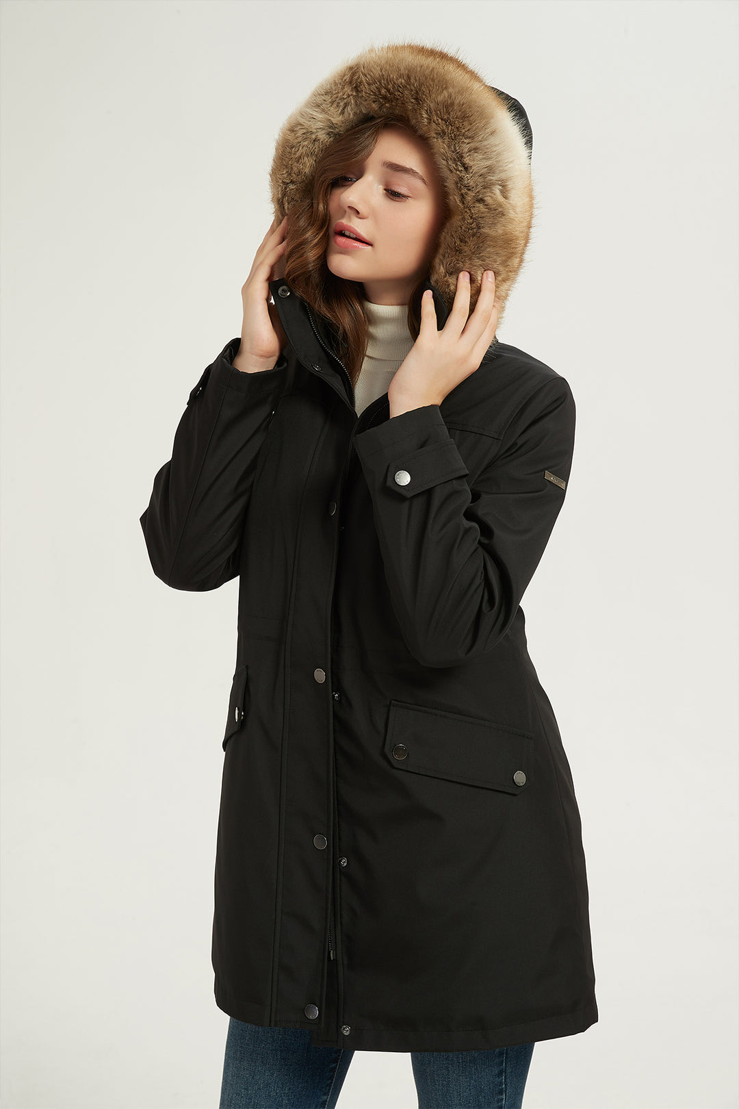 womens parka with fur hood