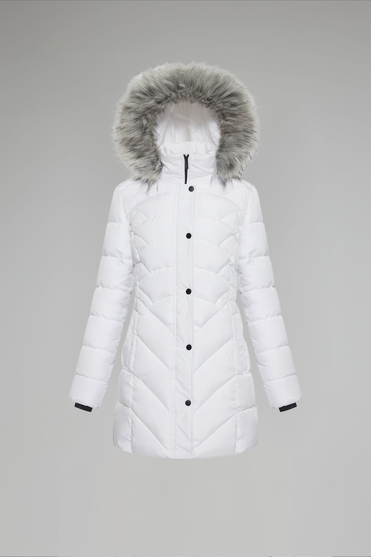 Best selling women s quilted winter puffer jacket and faux fur hooded jacket IKAZZ